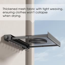 Droogrek voor aan de muur inklapbaar van aluminium - 45 cm - ruimtebesparend - met haken voor het drogen van sokken, ondergoed en broeken - zwart — thumbnail 3