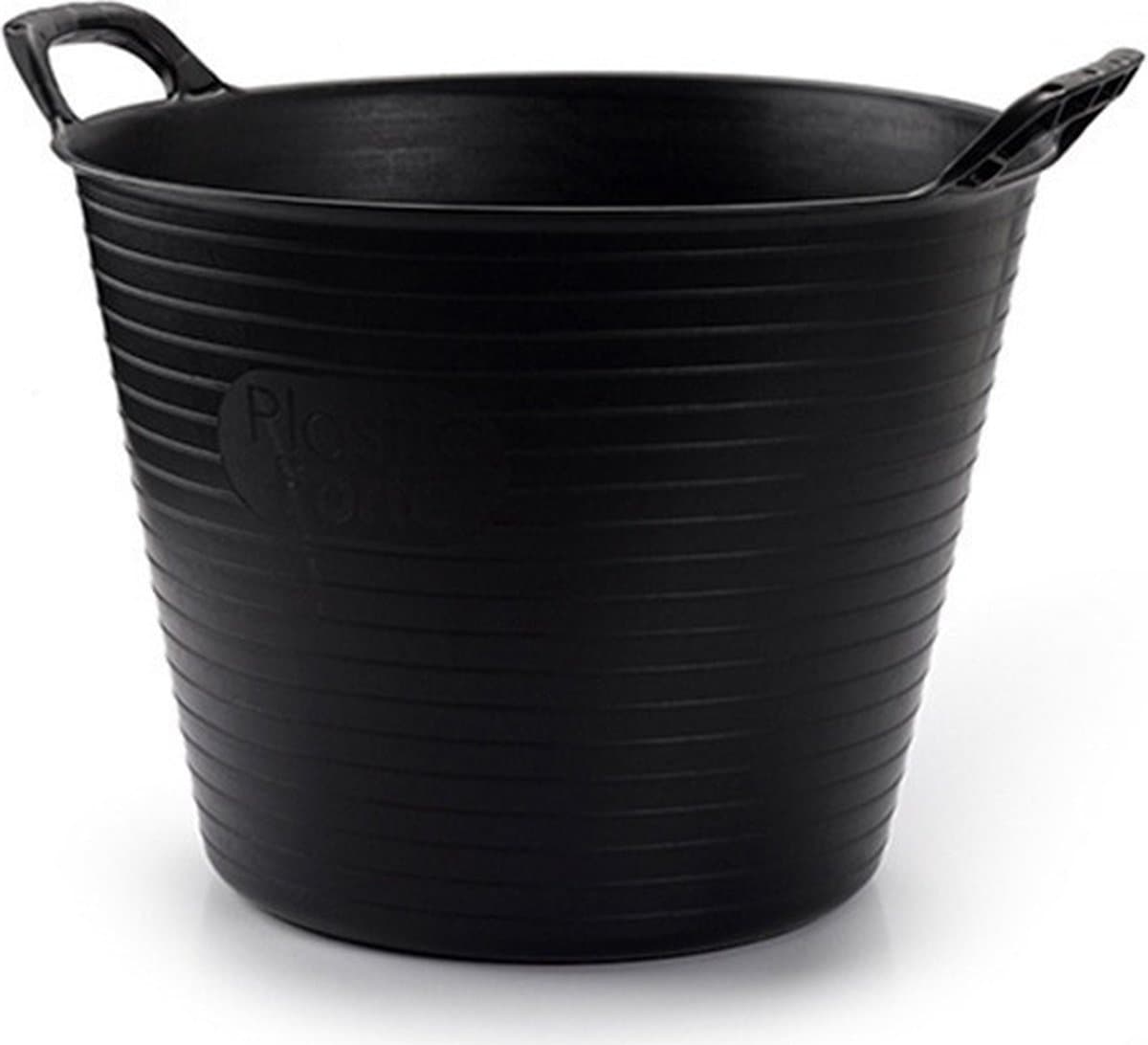 Plasticforte flexibele emmer/kuip - zwart - kunststof - rond - 42 liter - 49 x 45 x 38 cm - wasmanden - tuinafval - speelgoed — afbeelding 1