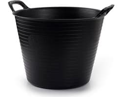 Plasticforte flexibele emmer/kuip - zwart - kunststof - rond - 42 liter - 49 x 45 x 38 cm - wasmanden - tuinafval - speelgoed — afbeelding 1
