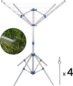 Monzana Aluminium Droogmolen - 4 Armen 168x82x78cm - Zilver — thumbnail 2