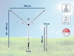 Leifheit droogmolen Lino Lift 600 quick start (evo) - incl. beschermhoes - incl. grondplug - in hoogte verstelbaar - 60 m drooglengte - 6 wasmachineladingen — thumbnail 2
