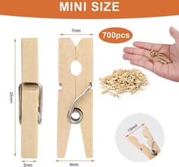Wasknijpers van hout, 700 x mini-houten knijpers, 2,5 cm houten wasknijpers, duurzame decoratieve klemmen, geschikt voor knutselen, fotowand en verpakking, gastgeschenk — thumbnail 4