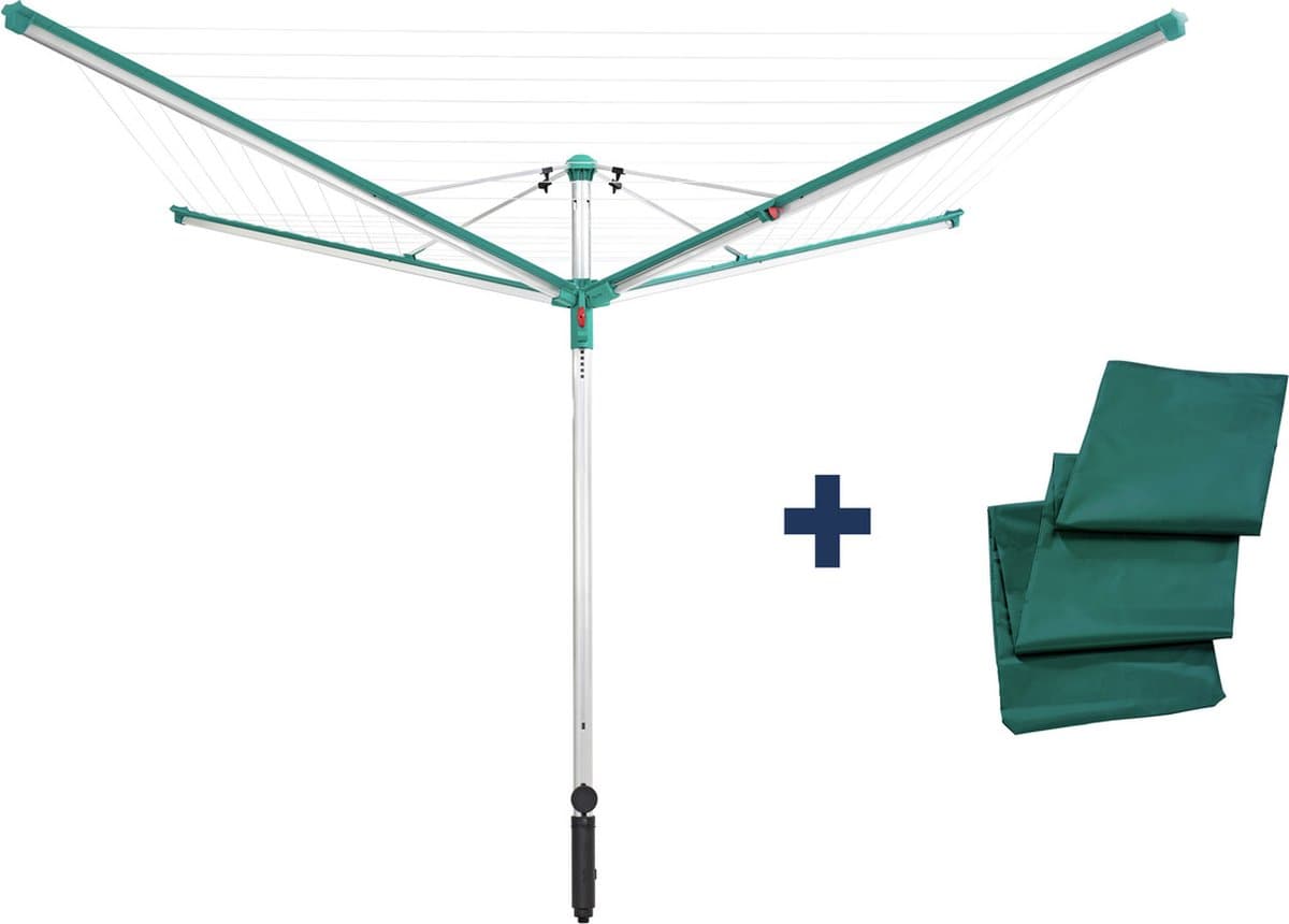 Leifheit droogmolen Linomatic 600 deluxe incl. bodemhuls en beschermhoes - 60 m drooglengte - 6 wasmachineladingen — afbeelding 1