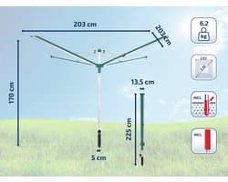 Leifheit droogmolen Linomatic 500 deluxe incl. bodemhuls en beschermhoes - 50 m drooglengte - 5 wasmachineladingen