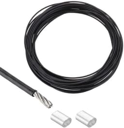 Metalen kabel van roestvrij staal gecoat met vinyl - 5m - Droogrek zwart - Ophangen - Aluminium hulzen — thumbnail 1