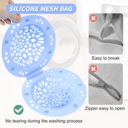 Silicone Waszak - Waszak met Carabiner - Wasnet voor Wasmachine - Gemakkelijk te Dragen - Blauw - 1 Stuk — thumbnail 2