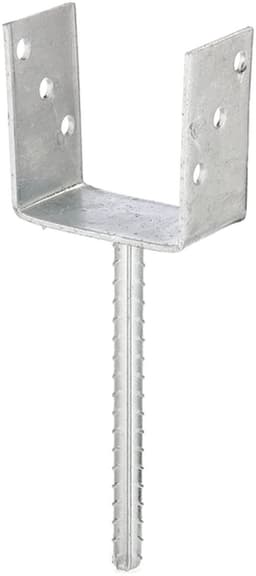 U-vormig paalanker met betonanker, geribbeld staal, 101 mm breed, CE-gecertificeerd, thermisch verzinkt staal voor inbedding in beton, U-profielstaal, grondanker, balkschoen, U-hoekbeugel, U-staal — thumbnail 1