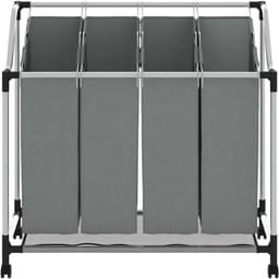 TIM® Wasmand 4 Vakken - Wasmand - Wassorteerder - 20KG - Grijs - 96cm x 40cm x 92cm — thumbnail 4