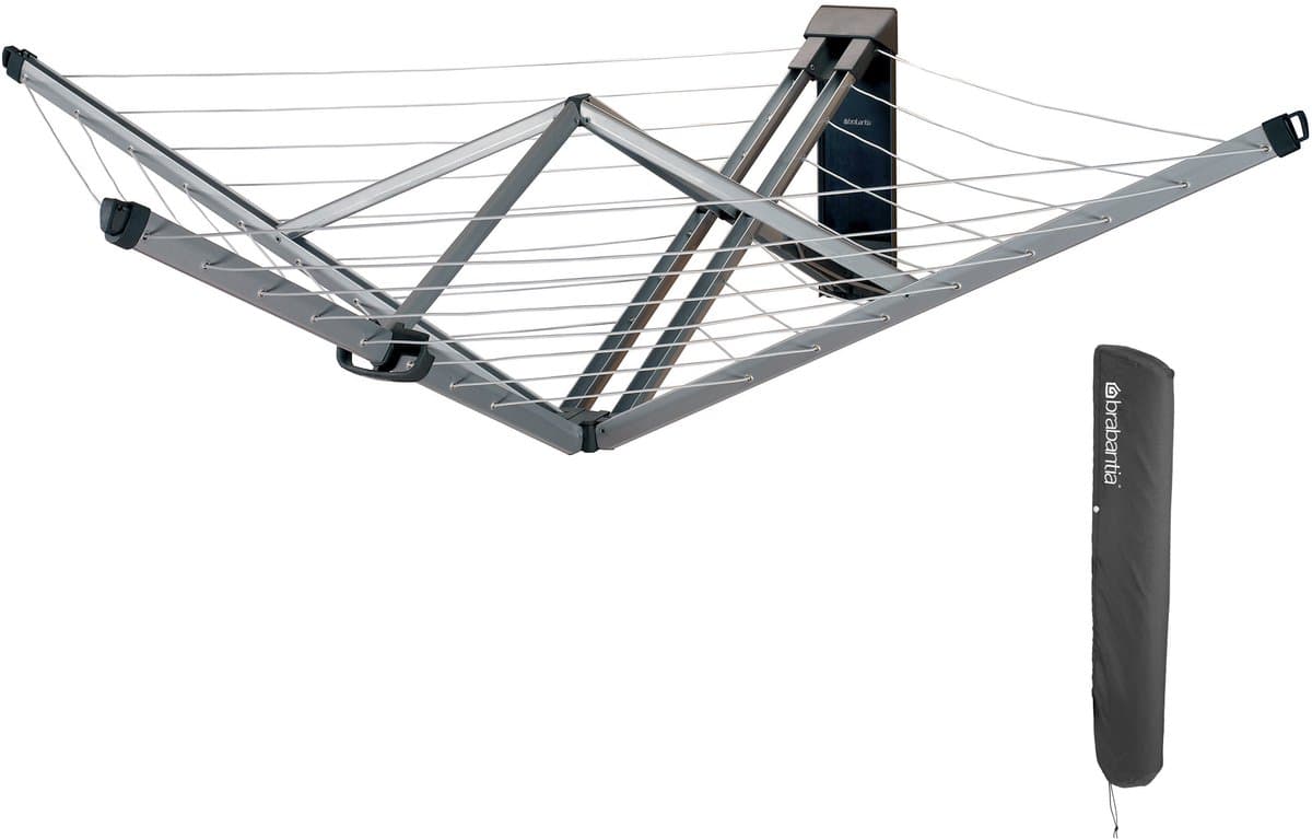 Brabantia WallFix Wanddroogrek - met Beschermhoes - 24 m - Metallic Grey — afbeelding 1