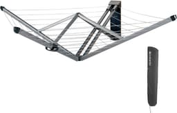 Brabantia WallFix Wanddroogrek - met Beschermhoes - 24 m - Metallic Grey — thumbnail 1