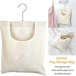 Wasknijperzak met haken - Wasknijpermand opberger - Wassen en drogen - Inclusief 20 klemmen - 32 x 27 cm — thumbnail 5