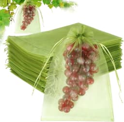 Fruitzakjes van netstof - Beschermzakken voor fruit - Bescherming van oogst - Geoptimaliseerde luchtcirculatie - 15 x 20 cm - Fruitgroen — thumbnail 1