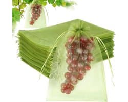 Fruitzakjes van netstof - Beschermzakken voor fruit - Bescherming van oogst - Geoptimaliseerde luchtcirculatie - 15 x 20 cm - Fruitgroen — afbeelding 1