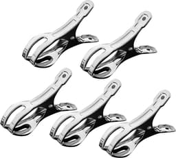 Roestvrijstalen wasknijpers - Metalen clips - Wasgoed drogen - Sterke klemming - 5 stuks - Zilver — thumbnail 4