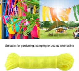 Nylon Waslijn - Waslijn Touw - Kleding Drogen - Hoge Sterkte Nylon - 20 meter - Fluorescerend Geel — thumbnail 4