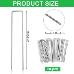 Haringen Grondankers - Grondpennen Bodemvlies - Tuin Vastzetten - Extra Sterk Verzinkt - 150 mm Lengte - Zilverkleur — thumbnail 2