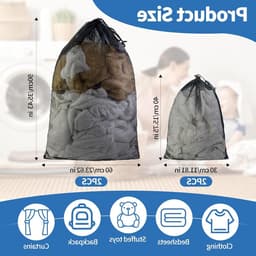 Grote Waszakken met Trekkoord: Set van 4 Waszakken voor Kleding, Dekbedovertrekken en Reisaccessoires (30x40/60x90cm) — thumbnail 4