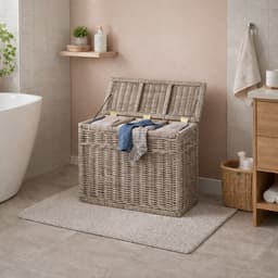 Rotan Wasmand Grey - 3 vakken - 85x40xH65 cm - Wasmand Riet driedelig — thumbnail 2