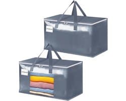 Grote waszakken met rits en label, 105L - Stevige opbergzakken voor kleding, reizen en tuinaccessoires, 2 stuks