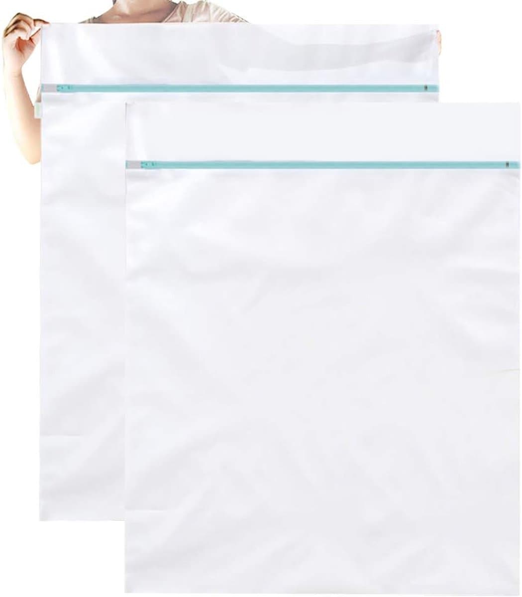 Netwaszakken - 2 Stuks - Wasnet Waszak - Herbruikbare - Laundry Bag - Wasnetten - Waszakjes - Kledingzakjes - Wassorteerder - Travel Organizer - Waszakjes met Rits - Geschikt voor thuis, slaapzaal - 90*110cm — afbeelding 1