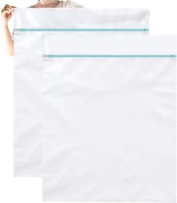 Netwaszakken - 2 Stuks - Wasnet Waszak - Herbruikbare - Laundry Bag - Wasnetten - Waszakjes - Kledingzakjes - Wassorteerder - Travel Organizer - Waszakjes met Rits - Geschikt voor thuis, slaapzaal - 90*110cm — thumbnail 1