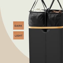 SONGMICS LCB523B01 - Wasbox met 2 Vakken - Uitneembare Waszakken - Met Deksel voor Slaapkamer Wasruaimte — thumbnail 5
