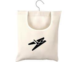 Handige Wasknijper Tas voor het Opbergen van Kledingaccessoires, Sokken en Kleine Voorwerpen (32 x 28 cm), Beige, Ruimtebesparende Oplossing voor Thuisgebruik