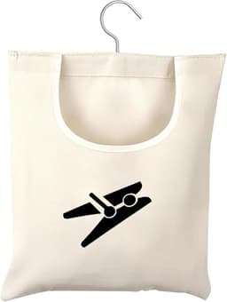 Handige Wasknijper Tas voor het Opbergen van Kledingaccessoires, Sokken en Kleine Voorwerpen (32 x 28 cm), Beige, Ruimtebesparende Oplossing voor Thuisgebruik — thumbnail 1
