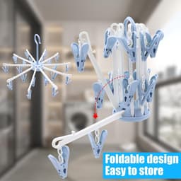 Sokkendroger - Blauw - Opvouwbaar en Compact - 360° Draaibaar - Voor Sokken en Ondergoed — thumbnail 3