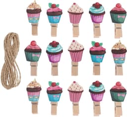 Houten Mini Knijpers - Decoratieve Clips - Foto's Ophangen - Uniek IJsjespatroon - 100 Stuks - Diverse Kleuren — thumbnail 1