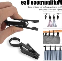 Set van 20 zwarte wasknijpers - 360° draaibaar - Ideaal voor kleding, gordijnen en strandhanddoeken — thumbnail 5