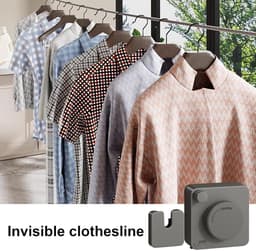 Intrekbare Waslijn - Drooglijn Binnen - Kleding Drogen - Verstelbare Lengte - 48 Meter - Zwart — thumbnail 5