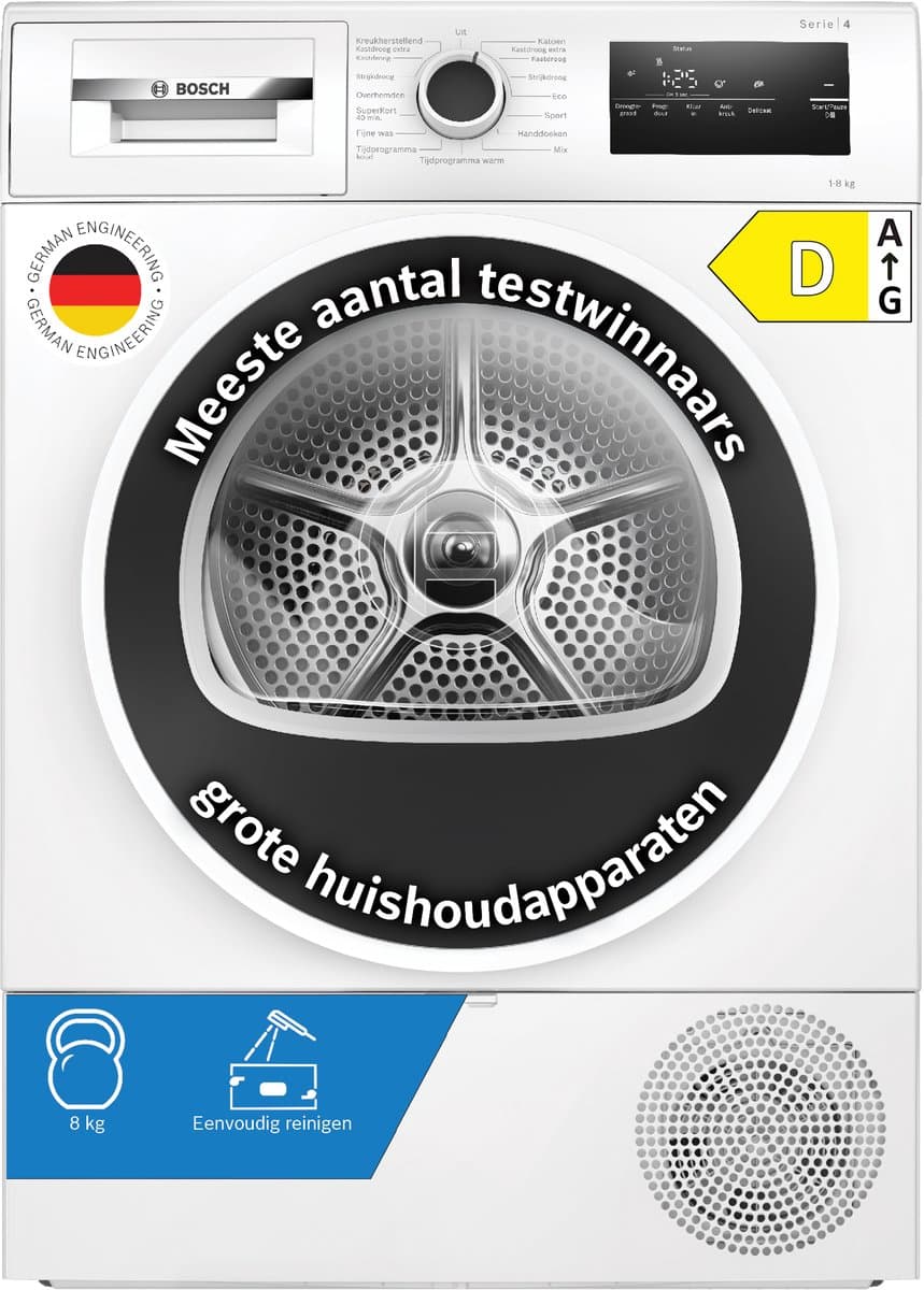 BOSCH WTH8520LNL - Warmtepompdroger - 8 kg - 62 dB - Energielabel D — afbeelding 1