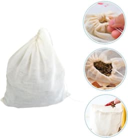 Filterzak met Trekkoord - Opbergzak Gaasdoek - Fruit Bewaren - Extra Groot Ontwerp - 66 x 55 cm - Wit — thumbnail 5