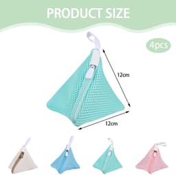 Dailygoods- Waszak Mini Driehoek 4 Stuks - Polyester - Reiswaszak - Netzakken voor Ondergoed - Antislip Rits - 12 cm x 12 cm - Wasnet — thumbnail 5