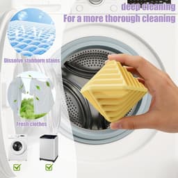 Set van 4 herbruikbare antistatische wasballen, kubusvormige roerballen, geschikt voor wasverzachter in de wasmachine. Het gestructureerde oppervlak voorkomt dat kleding in de knoop raakt en verbetert het reinigingseffect. Afmetingen: 65*58*60 mm. — thumbnail 2