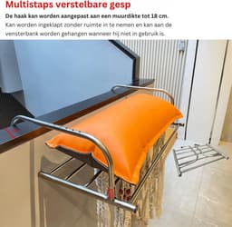 HEZIVO® Handdoekrek Radiator - Droogrek Badkamer en Verwarming - Wasrek Balkon - Uittrekbaar 42-66 cm — thumbnail 4