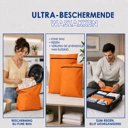 Waszak voor Huisdieren 2 Stuks - Pet Laundry Bag - Waszakken van Twill Polyester - Grote Waszakken met Rits - Voorkomt Dat Waszakken Verstopt Raken Door Dierenhaar - 70 x 60 cm - voor Honden en Katten - Oranje — thumbnail 4