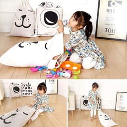 Set van 2 Wasbare Canvas Waszakken met Trekkoord, 60x48cm - Ruime Capaciteit voor Kleding en Linnen, Geschikt voor Wasmachine — thumbnail 3