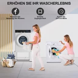 Wasmachine Onderstel - Wasmachineverhoger Sokkel - Comfortabel Wassen - Verhoogde Werkhoogte - 63 x 45 x 32 cm - Wit — thumbnail 2