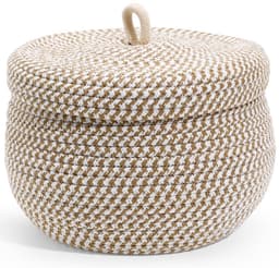 Allecto - Opbergmand - Katoenen Touw - Handgemaakt en Uniek - 21x21x17 cm - Lichtgewicht en Praktisch - Geschikt voor Bureau en Badkamer - Beige — thumbnail 1