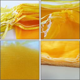 Fruitnetzakken - Mesh zakken - Boodschappen bewaren - Ventilerend ontwerp - 50 stuks - Geel — thumbnail 3