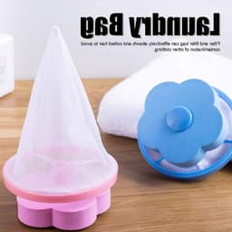 Vierdelige Waszak voor het Verwijderen van Dierenharen - Filter Mesh Bag voor de Wasmachine in Blauw en Roze — thumbnail 4