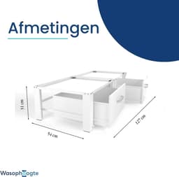 Wasmachine verhoger - Onderstel met lade - Wassen en opbergen - Ergonomisch ontwerp - 31cm hoog - Wit — thumbnail 4