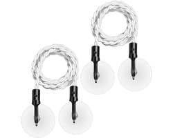 Reiswaslijn - 2 stuks - Met haken en zuignap - Draagbare elastische waslijn - Winddichte hanger voor buiten kamperen - Uitschuifbare waslijn - Waslijn - Voor buiten kamperen, wasdrogen - 3 m - Wit