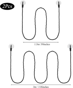 2 stuks reiskleding waslijn, uitschuifbare waslijn met haken en zuignap, draagbare elastische lijn, winddichte hanger voor buiten kamperen, wasdrogen — thumbnail 2