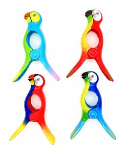 JHUBERS- Strandhanddoek Clips - 4x Papegaaienstijl - Grote Haringen - Voor Ligbedden/Ligstoelen - Max. 6,3 cm Opening - Stevig Kunststof - Handdoekclips — thumbnail 4
