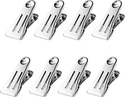 Roestvrijstalen knijpers - Kleding clips - Was ophangen - Verbeterde grip - Set van 8 - Wit — thumbnail 1