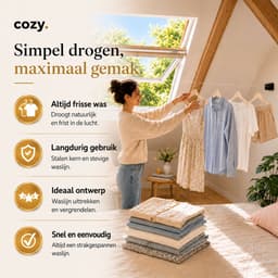 cozy.® Waslijn Uittrekbaar - Waslijndraad met stalen kern - Ook zonder boren - Wasdraad - Roldrooglijn - Drooglijn - Ruimtebesparend - 8.4 m (2x 4.2m) Drooglengte - Binnen en Buiten - Zwart — thumbnail 3