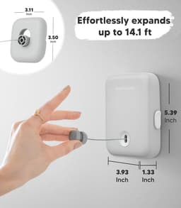 Intrekbare Waslijn - Kledinglijn Wandmontage - Kleding Drogen - Secure Lock Systeem - 42 Meter - Zilver — thumbnail 3